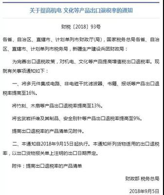 財政部上調機電、文化產品出口退稅率，助力外貿企業降本增效